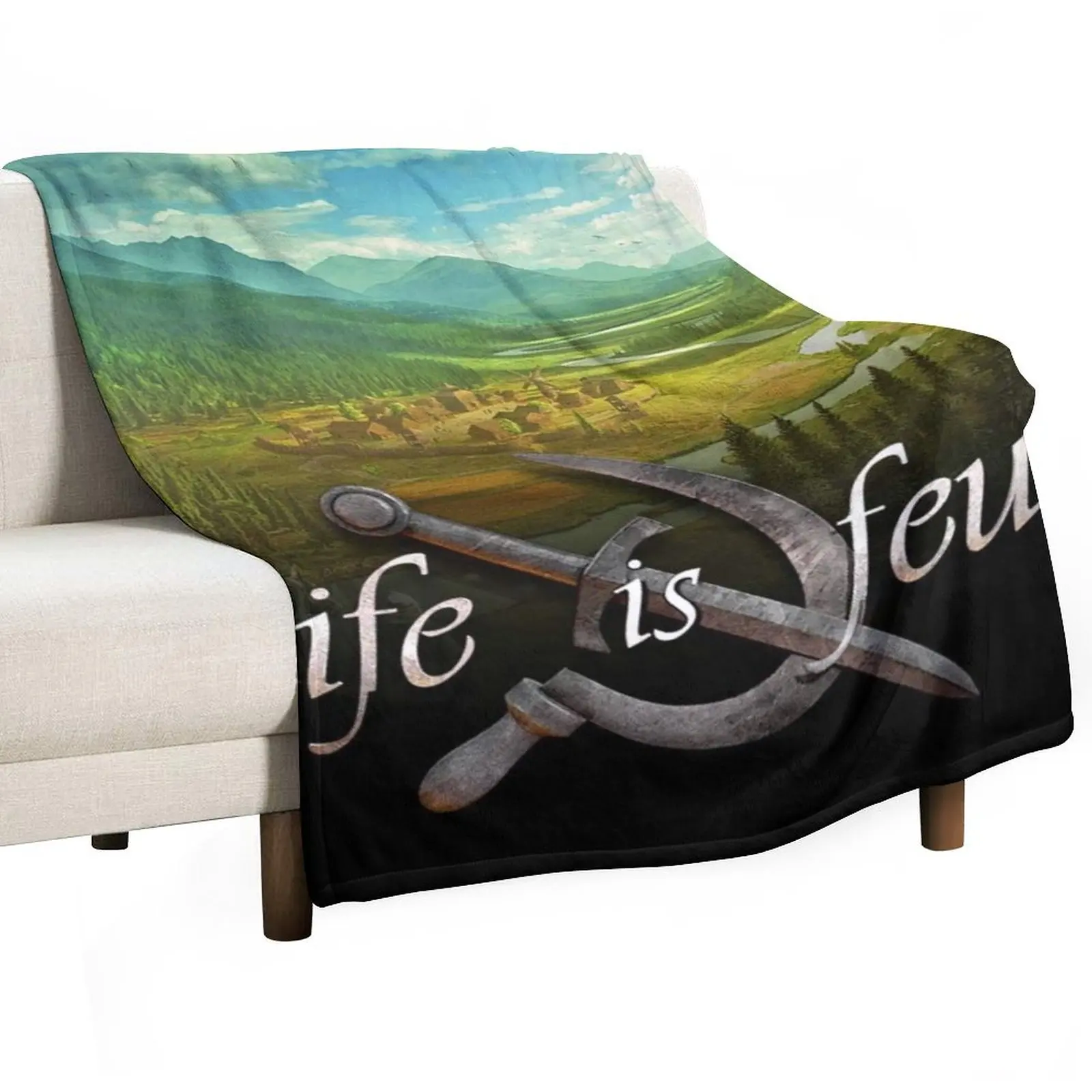 Life is Feudal Throw Blanket Luxury St Blankets للأرائك الدافئة لفصل الشتاء بطانيات فضفاضة