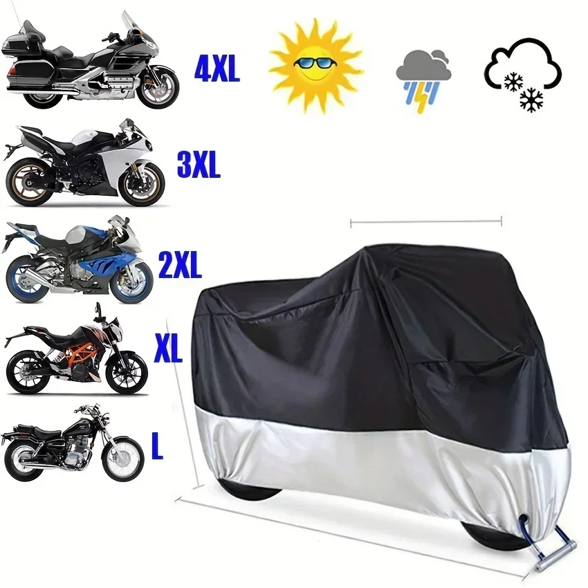 Heavy-Duty Motorcycle Cover – All-Season Protection Against Rain, Sun, and Dust – 190T Tear-Resistant Fabric for Scooters & Moto