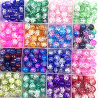 New 4mm 6mm 8mm Round Colour Glass Crackle Beads Loose Spacer Beads for Jewelry Making Diy Handmade Bracelets Accessories