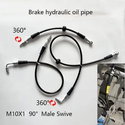 Black AN3 Brake Steel Throat M10x1 Male M10 0° 28° 90° Braided Steel Hydraulic Brake Pipe Automobile Line Clutch Oil Hose Tube