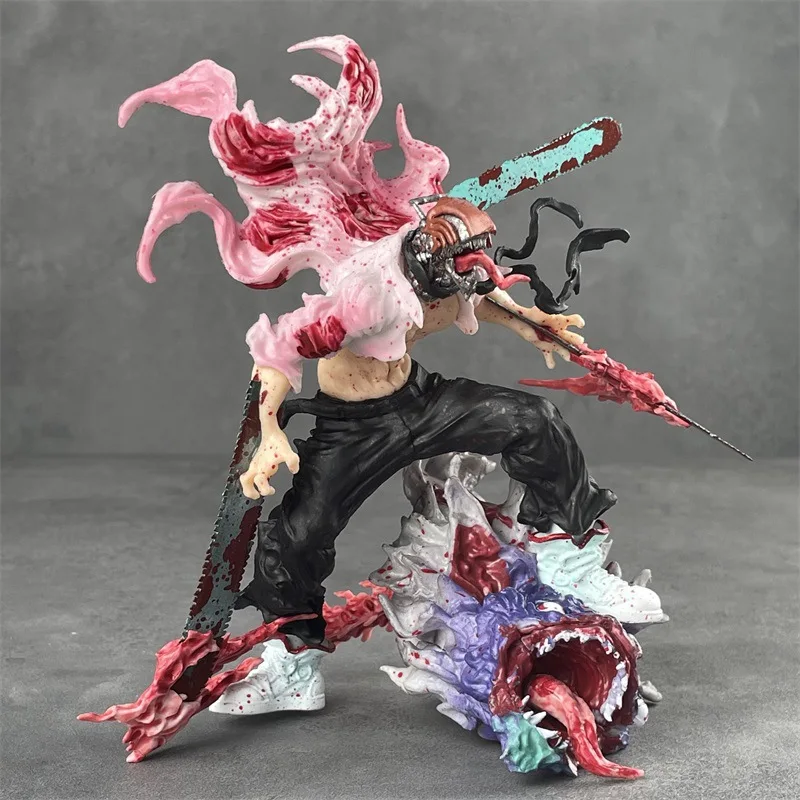 Bandai 17cm New Raging Chainsaw Man Battle Bat Monster Scene  Model Pvc Desktop Ornaments Toy Collection Boys Birthday Gift