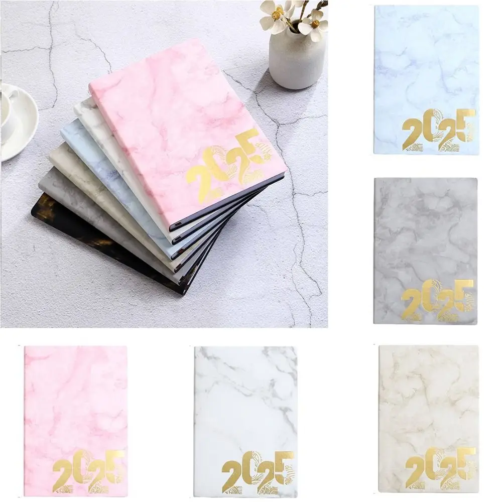 Wear-resistant 2025 Journal Notebooks Thick Paper Flexible Cover Meeting Agenda Notepad Bookmark Weekly & Monthly Schedule Book