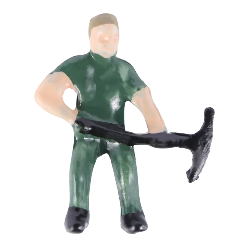 WOWFU-125Pcs Figuras 1:87 Figuras pintadas Miniaturas de trabajadores ferroviarios con cubo y escalera
