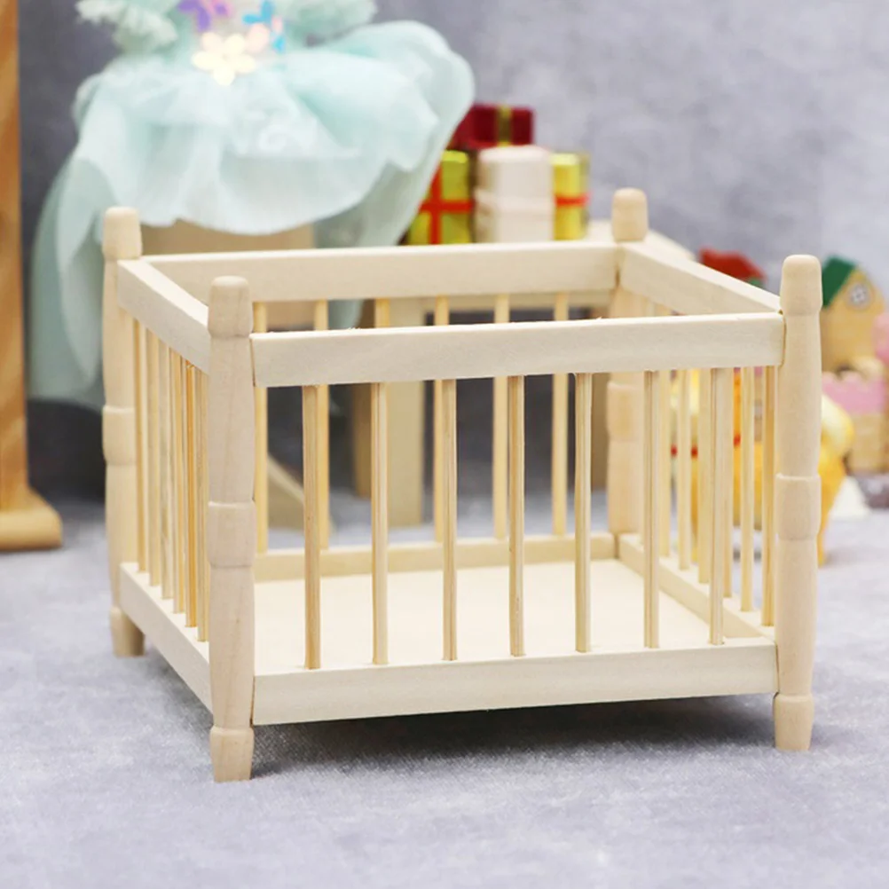 Mini juguetes para niños, casa, cuna, decoración del hogar, cama de madera en miniatura, muebles encantadores de madera para bebé