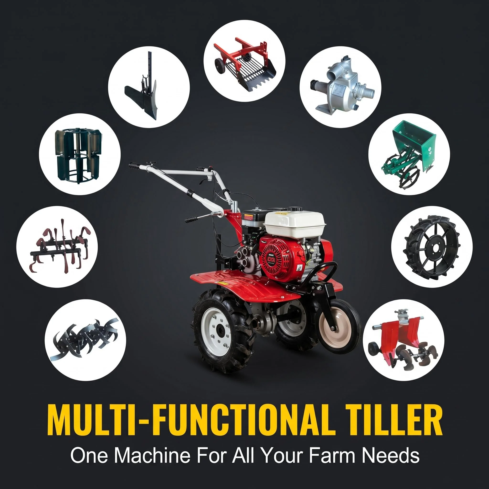170  Aluminum Gearbox High Productivity Mini Tiller Agricultural Farm Management Machine Hand-guided Ditch Weeding