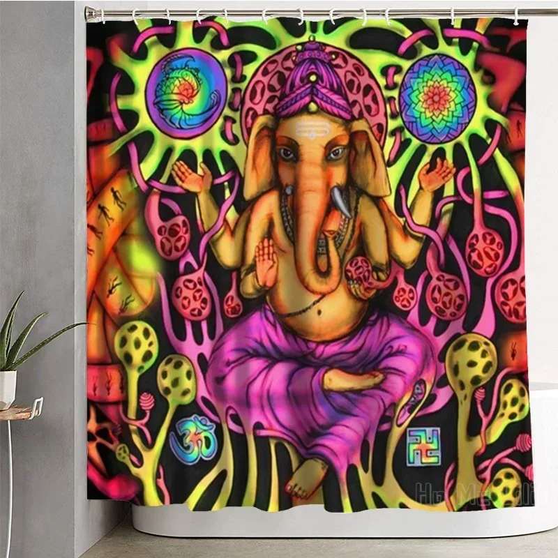 Ganeshas Reggae Psychedelic Beat Color Dynamic Music Atmosphere By Ho Me Lili Shower Curtain Bathroom Decor