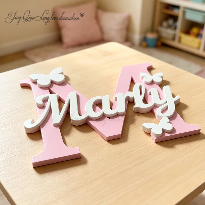 Custom Wooden name with flowers, baby name with daisies, customized wall name, namen aus holz mit blumen, nursery wall sign,