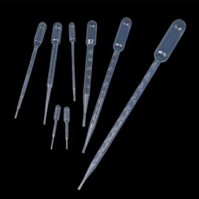 50pcs 0.2/0.5/1/2/3/5/10ML Transparent Pipettes Disposable Safe Plastic Eye Dropper Transfer Graduated Pipettes Makeup Tools