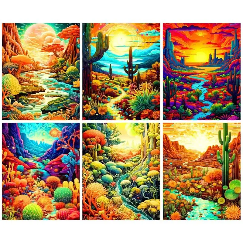 

GATYZTORY Paint By Number Abstract sunset scenery Kits Handpainted Picture By Number Drawing On Canvas Home Decoration DIY Gift