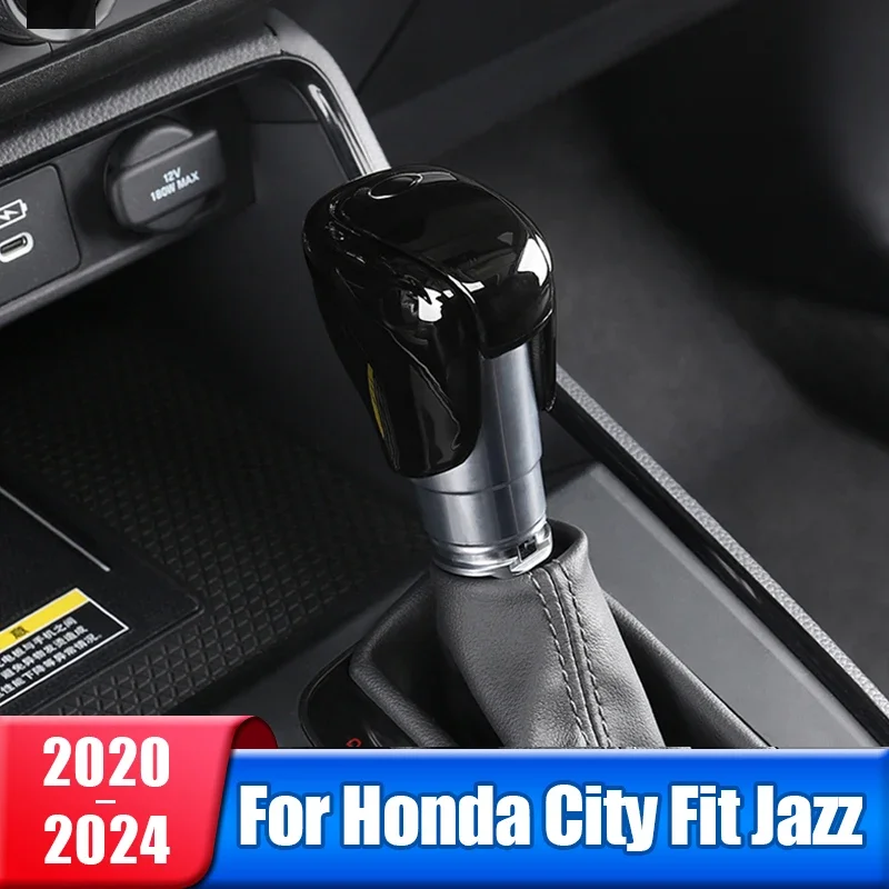 

Car Gear Shift Knob Gear Head Cover Trim For Honda City GN2 Fit Jazz GR GS 2020 2021 2022 2023 2024 ABS Carbon Fibre Accessories