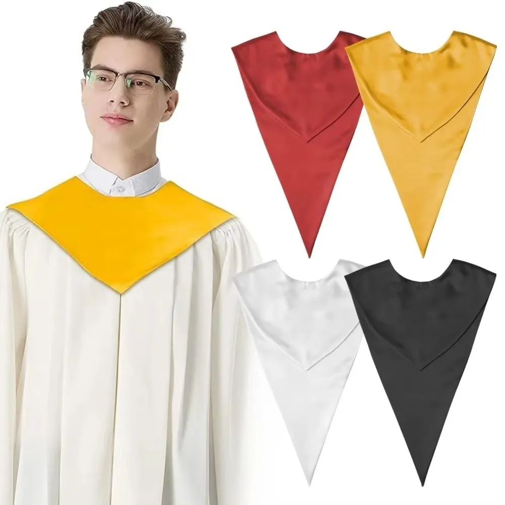 Étole de remise de diplôme en satin, couleur unie, étole de docteur, châle, col en V, accessoires de célébration académique, événement formel