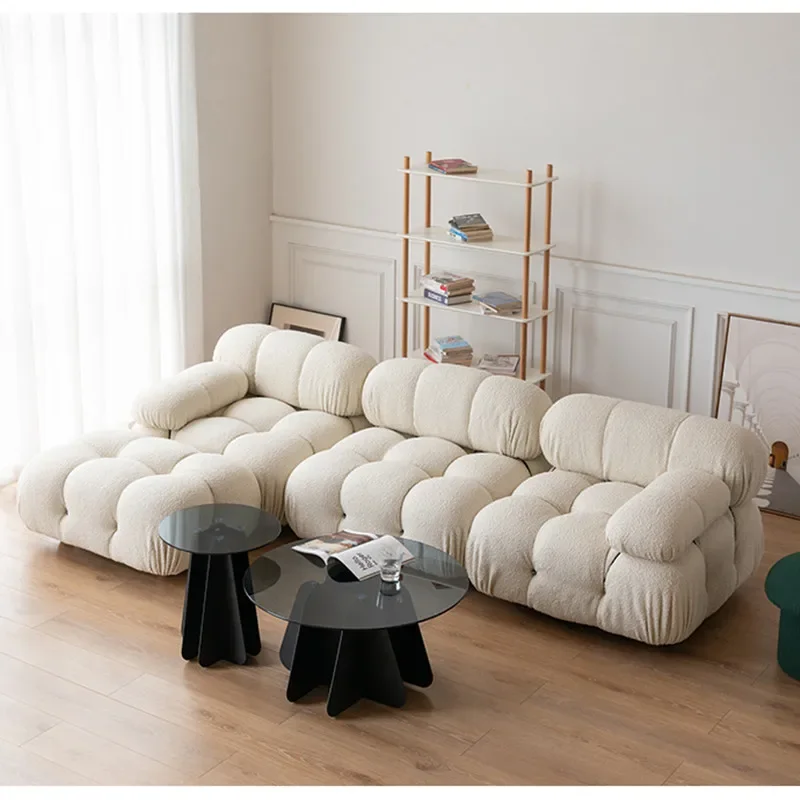 Minimalist Sofa Cloth Art Copy Classic Module Living Room Combination Square Lamb Set Furniture