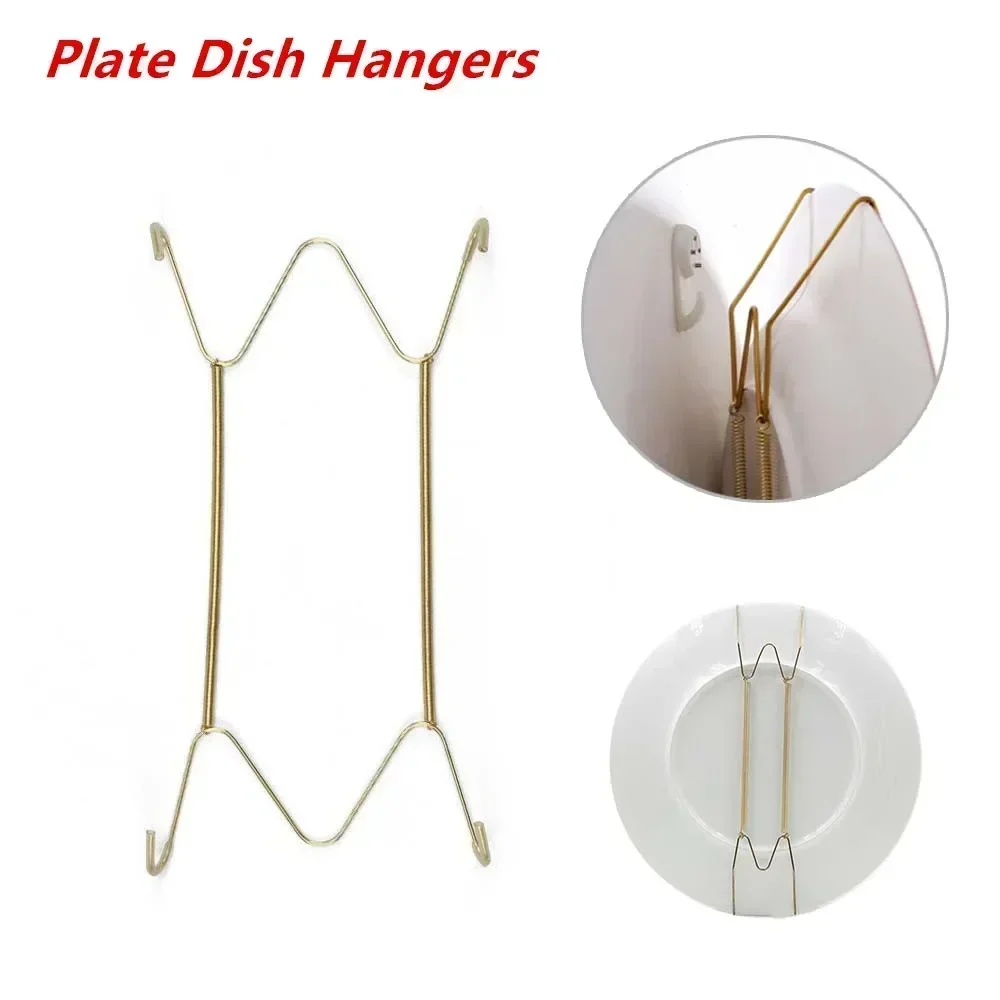 1Pcs Wall Display Plate Hangers W Type Decoration Crafts Dish Spring Holder Hook Home Decor Kitchen Accessory 8/10/12/14/16 Inch
