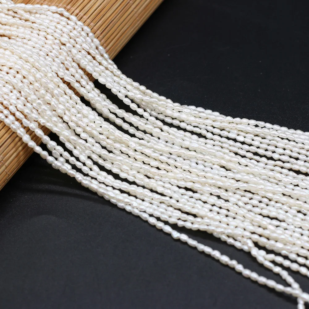 2-2.5mm White Rice Pearls Natural Freshwater Pearls Spacer Beads for Jewelry Making Supplies DIY Necklace Bracelet Accessories