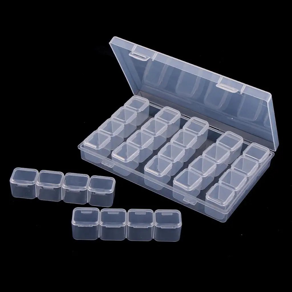 Beads Organizer Container Storage Box - Adjustable Divider Removable Grid Compartment for Jewelry Gem Earring Container Small