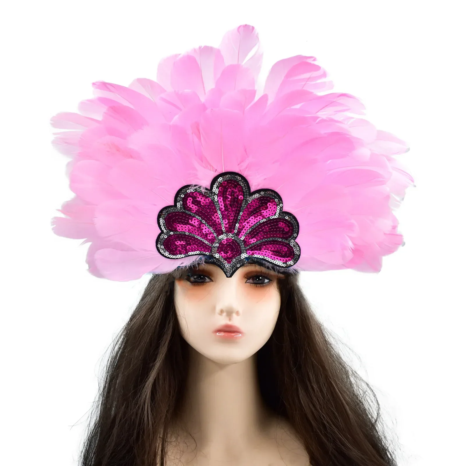 

Women's colorful feather headpiece, headband, for dance party performance, women's carnival parade decoration