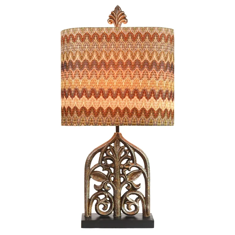 American cut-out Tibetan pattern table lamp European classic living room bedroom model room decorative table lamp