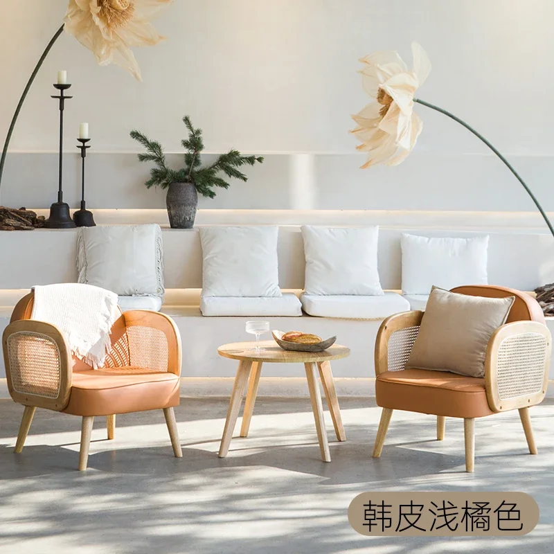 كرسي أريكة مقهى من القماش بتقنية الرياح من سجل واحد، كرسي صغير كريمي على طراز وابي سابي #5