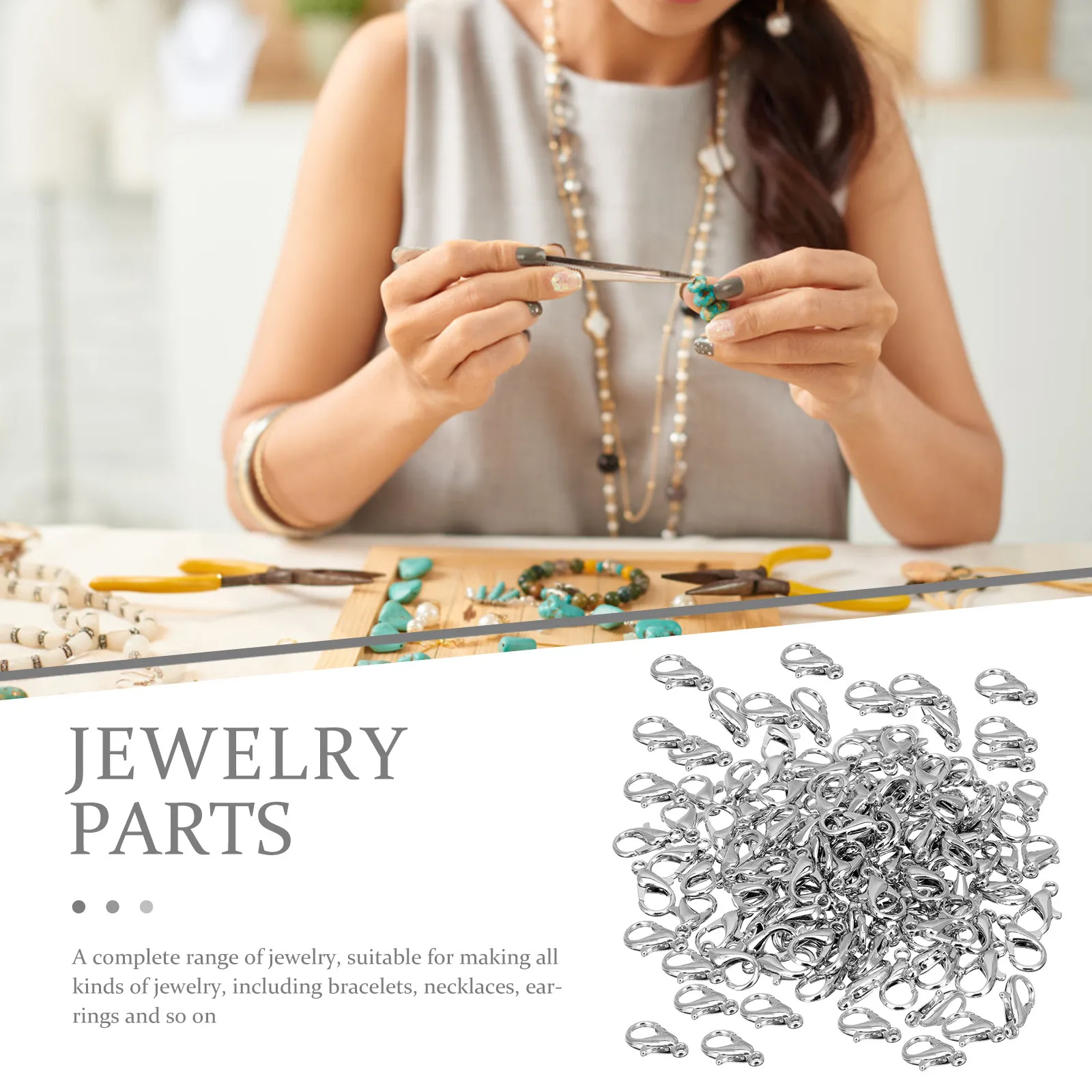 

100Pcs Zinc Alloy Silver Lobster Clasps Smooth Opening Closing Clasp for Jewelry Making Necklace Bracelet DIY Alloy Clasp