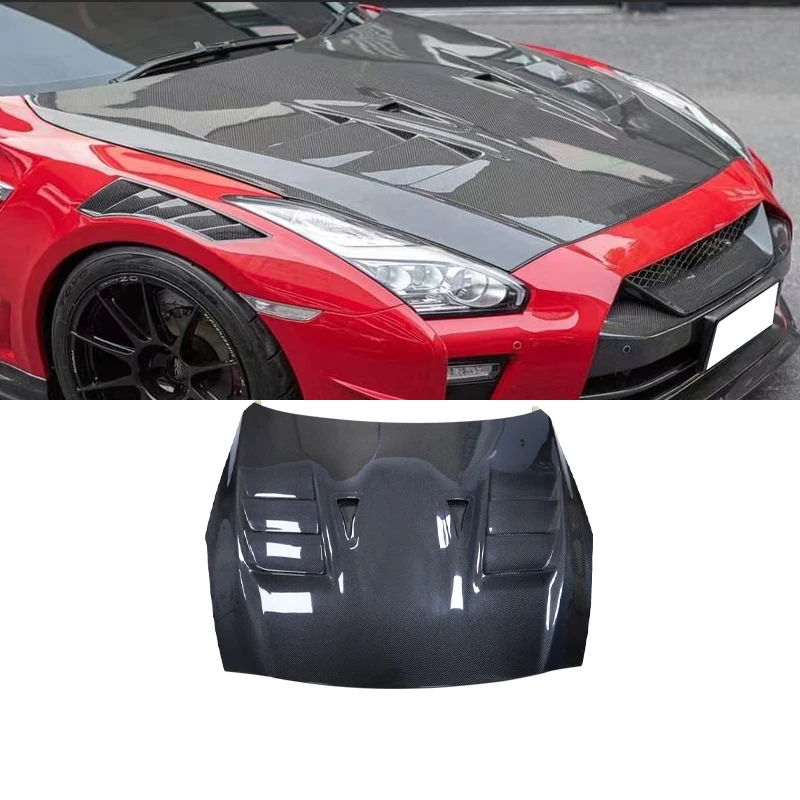 GTR 35 Top Style Carbon Fiber Fibre Front Engine Bonnet Vented Hood for Nissan GTR35 2008-2021