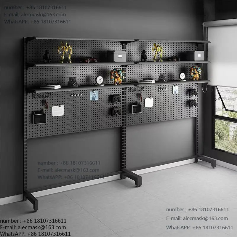

Vertical hole rack floor-to-ceiling e-sports room decorative metal storage rack