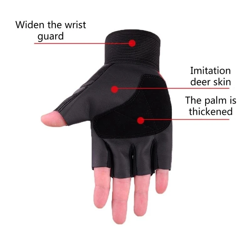 652F Punk Bike Gloves Fingerless Finger PU Leather Skull Design for Outdoor Riding Vintage  Ventilated Spring Summer