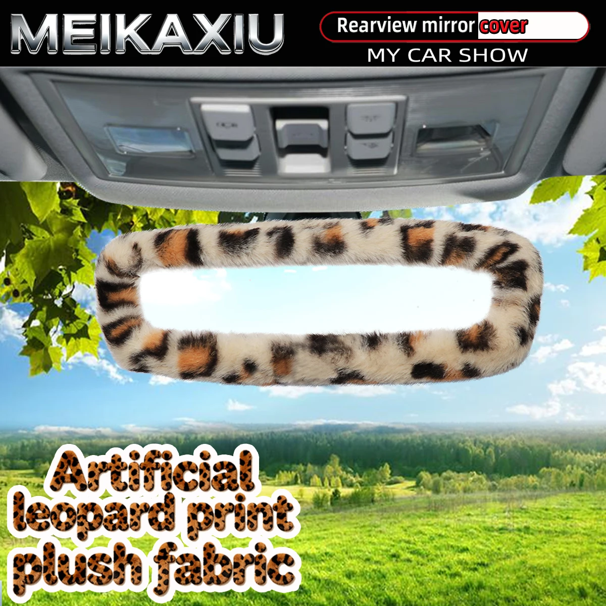 Rosa-Brauner Kunstfell-Plüsch Rückspiegelbezug Elastisches Auto-Innendekor-Accessoire für Frauen Neuer Stil – Detail 8