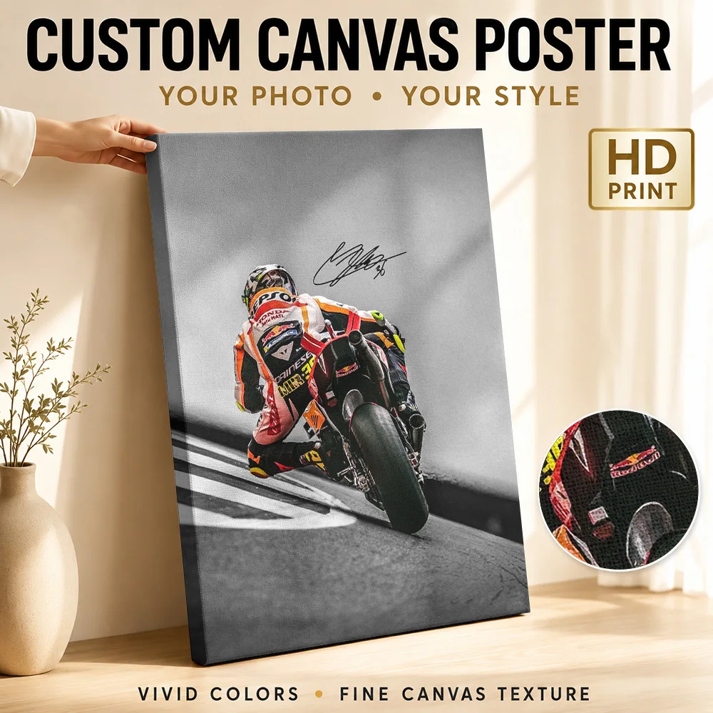Dani Pedrosa MotoGP Canvas Painting Poster Bold Athletic Design Wall Decor With Personalized Photo For Games Room Ideal Fan Gift
