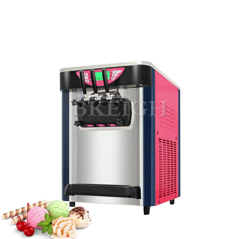 

21-26L/H Soft Ice Cream Machine, Commercial Three Color Desktop Cone Refrigeration Equipment, Automatic Sales