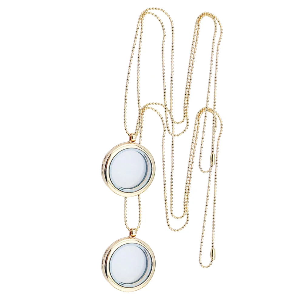

2Pcs Photo Frame Pendant Tray Convenient Portable Proper Size Mini Round Necklace DIY Crafts Practical Gift Circle Necklace