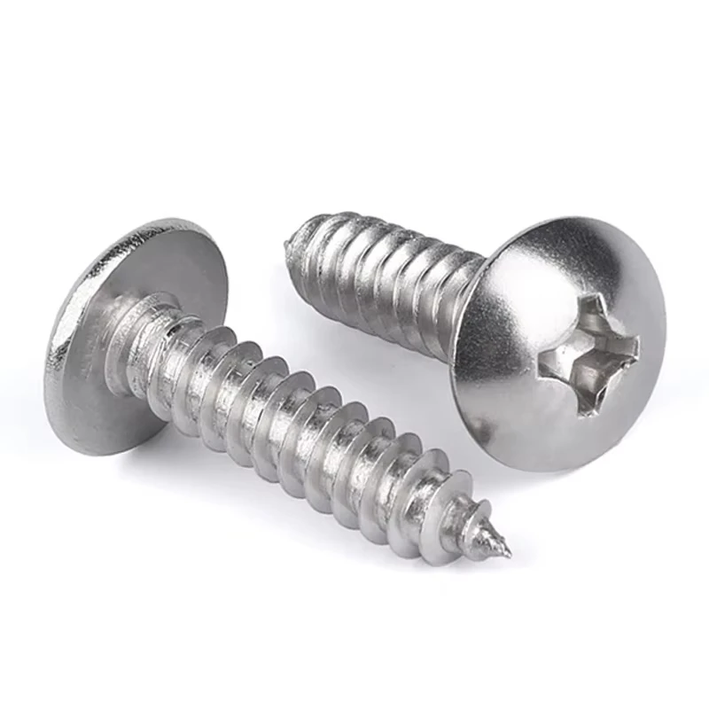 M3 - M6.3 Phillips 304 Stainless Steel Cross Large Flat Head Self-tapping Wood Screw Round Head Large Umbrella Head Mushroom
