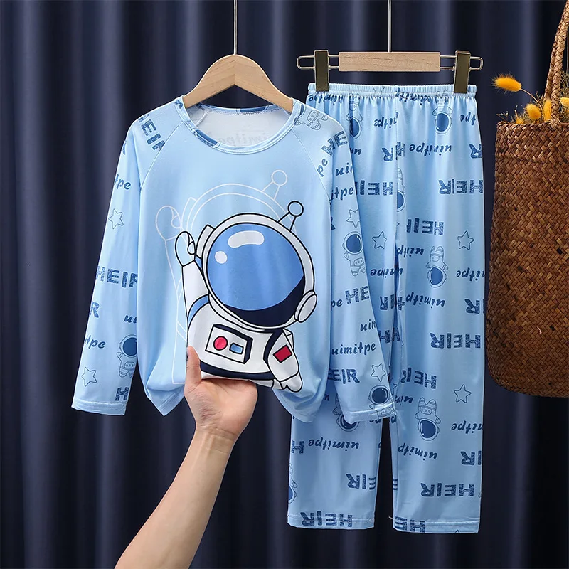 

Легкие пижамные комплекты, вместительная одежда для сна с длинными рукавами, дышащая очаровательная одежда с героями мультфильмов, яркая одежда для мальчиков и девочек, весна