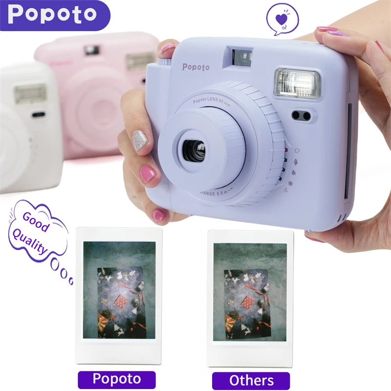 Popoto Instant Camera Portable Design Automatic Exposure Easy Use Children Birthday Gift Suitable for Beginners Instant Camera