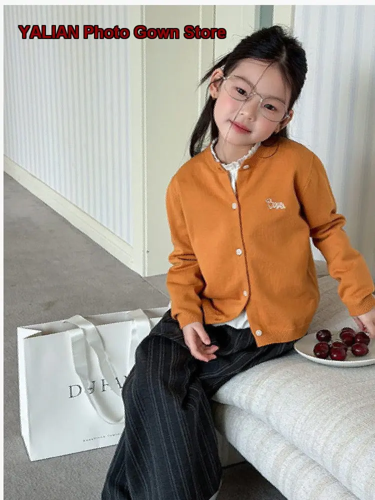 Kids Spring Autumn Soft Thickened Older Kids Sweater Tops Boys Girls Multi-Color Knit Jackets