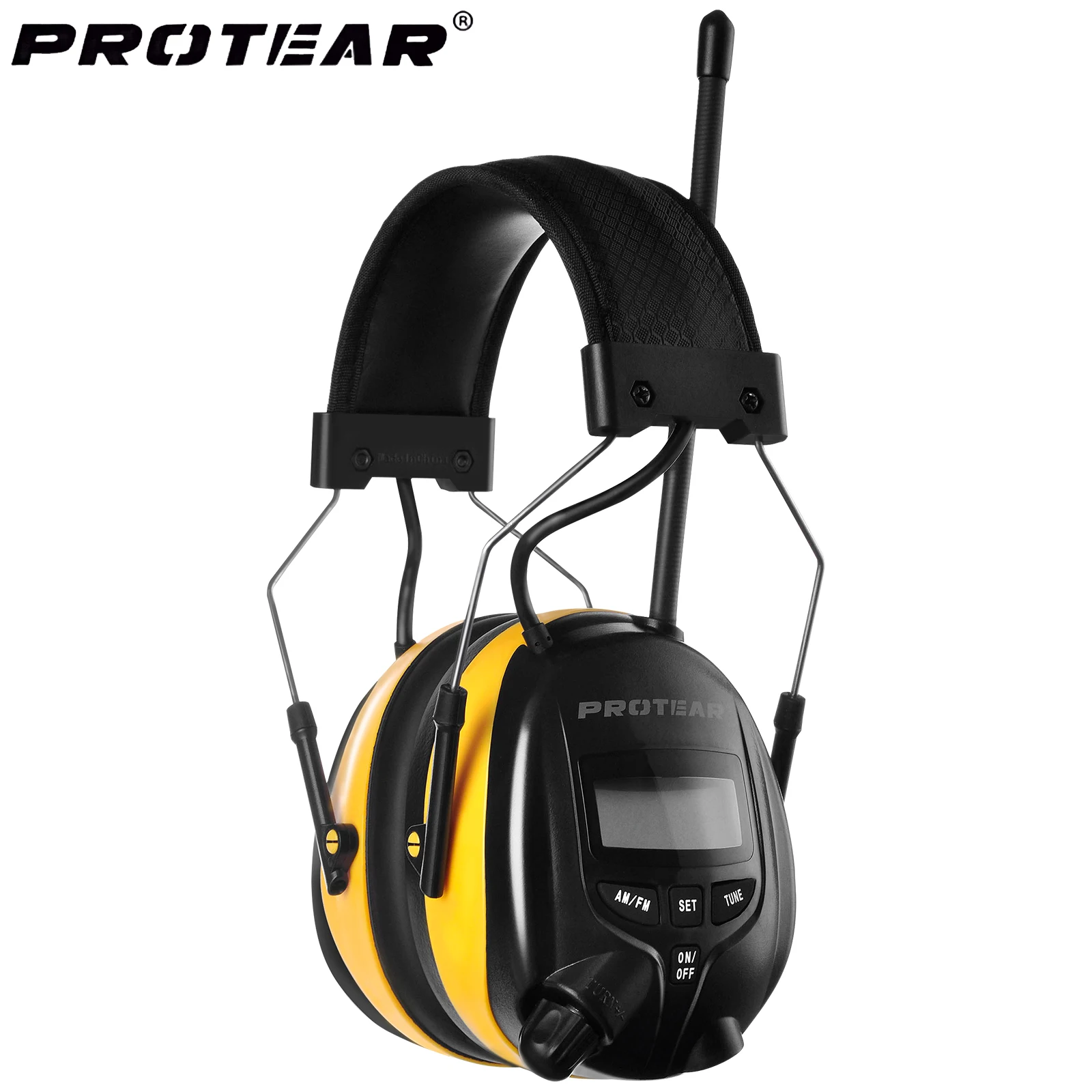 【セール中】PROTEAR AM FM ラジオヘッドフォン デジタルディスプレイ付き NRR 25dB 聴覚保護ノイズリダクション安全イヤーマフ 草刈り用