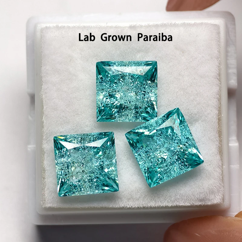 

Лабораторный выращенный параиба принцесса в форме треснутого льда, турмалин, драгоценный камень для самостоятельного изготовления ювелирных изделий, материал на выбор, сертификат AGL