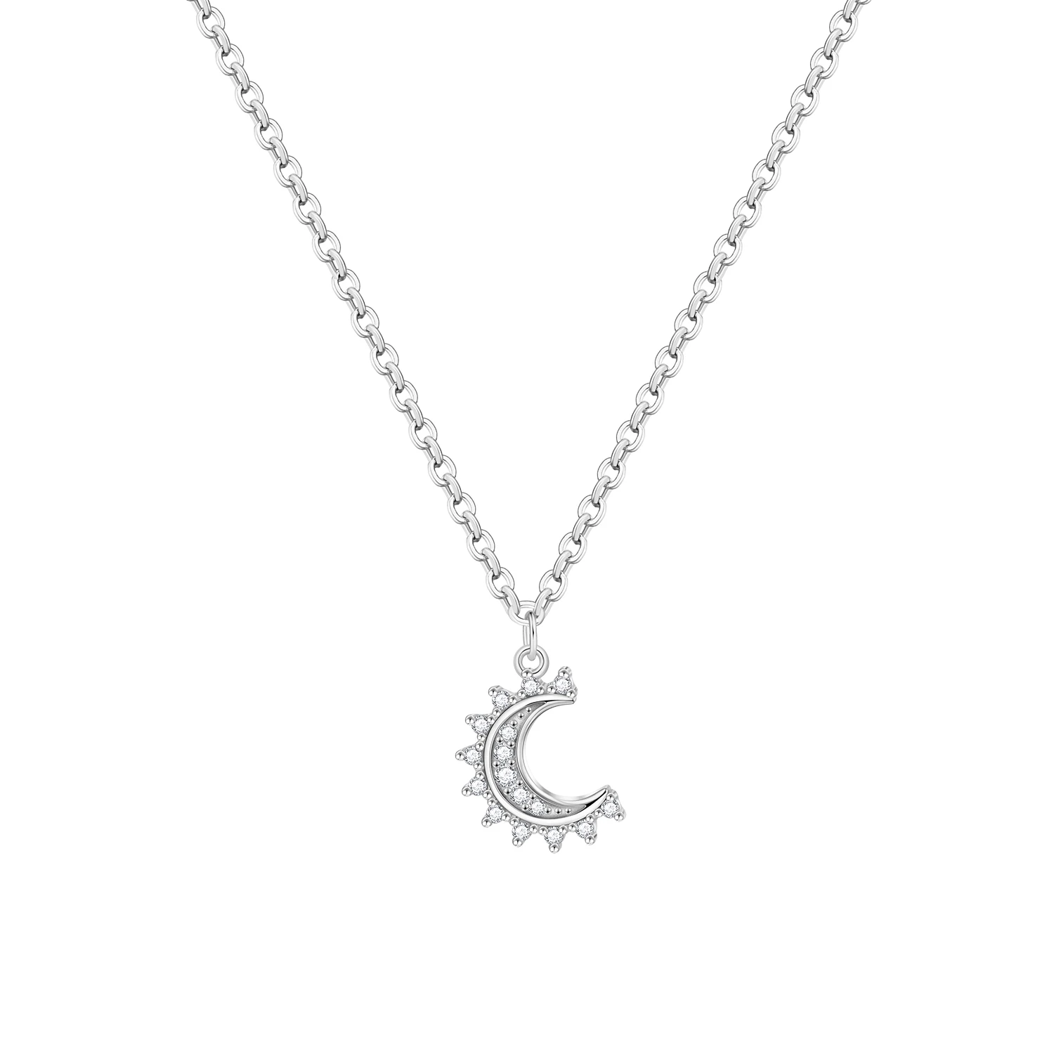 Orstarry Halskette mit funkelndem Mond-Anhänger aus 925er-Sterlingsilber für Damen, Geburtstag, Hochzeitstag, Geschenke, origineller Schmuck