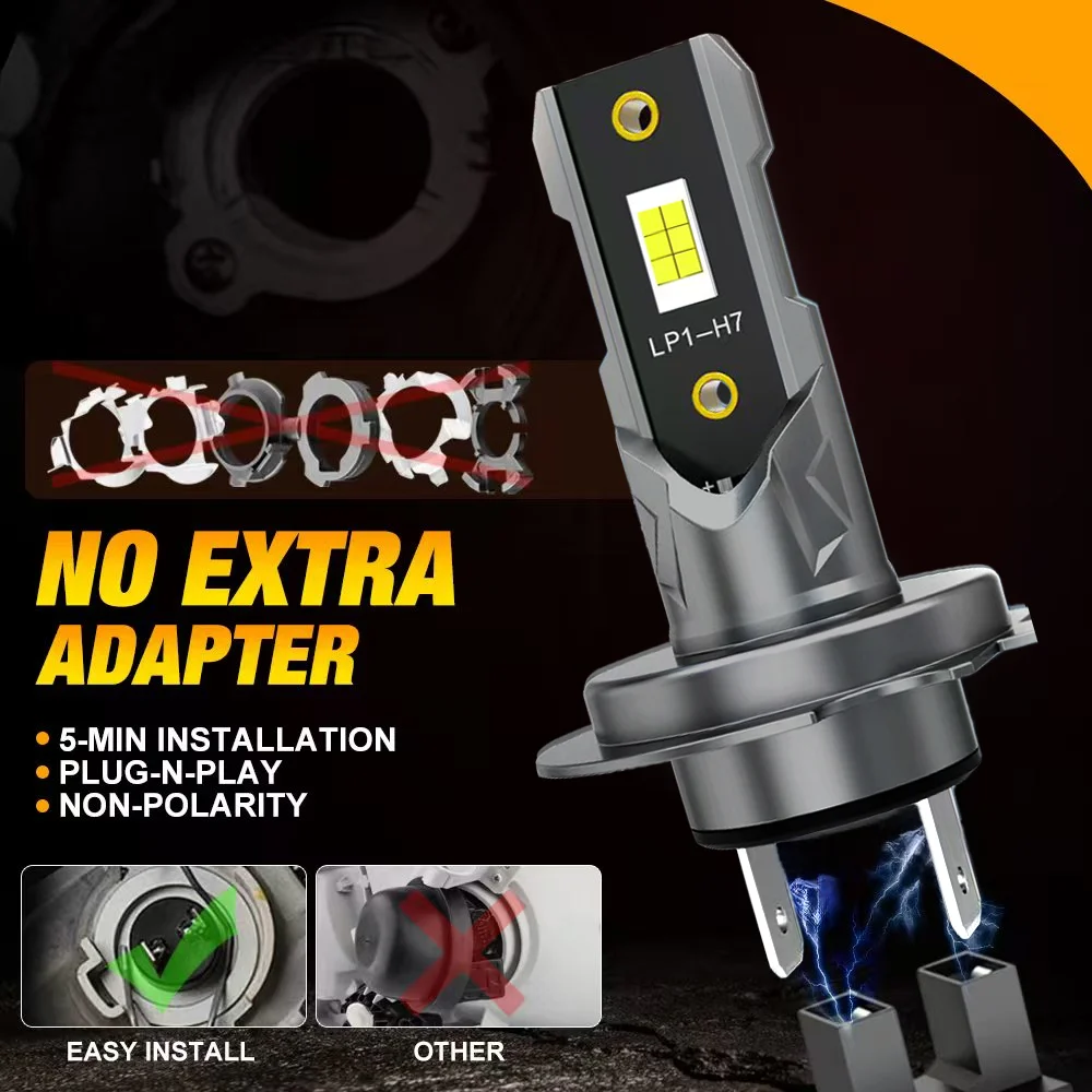 ACTVCTA 2PCS 1:1 Size Halogen lamp Design H7 LED Bulb Turbo Headlight 6500K white 12V Car LED Light H7 Mini Lamp Plug and Play