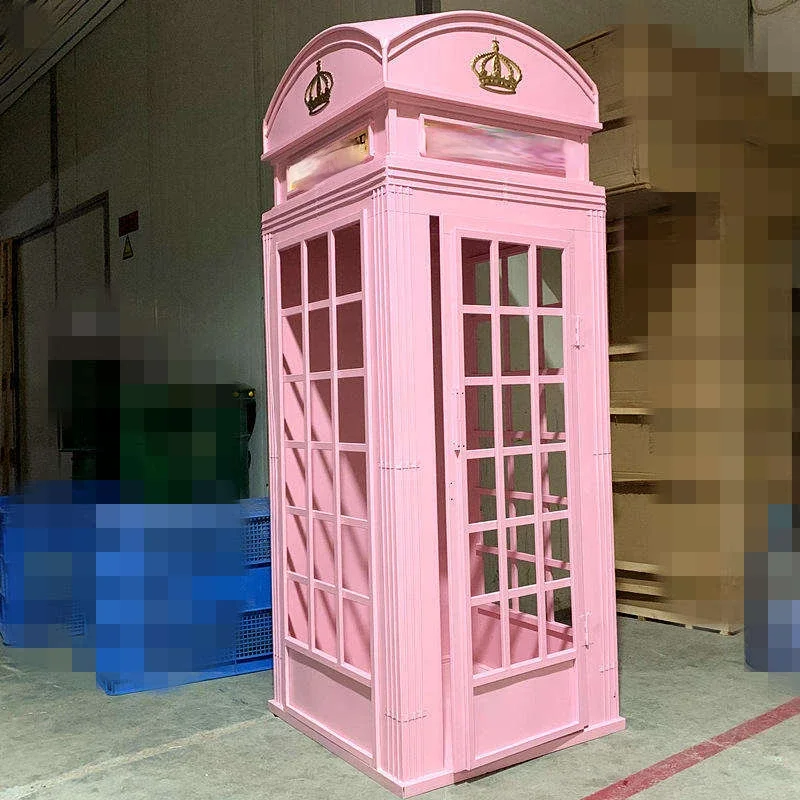 Custom london telephone booth pink telephone booth Outdoor art decoration pink telephone booth photography props for wedding