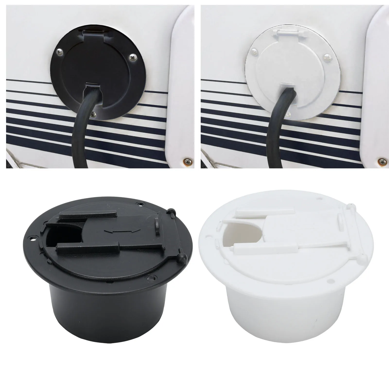 RV Power Cord Hatch Cover Protective Weatherproofing For Travel Tent Trailer Motorhome Garage RVs Accessories