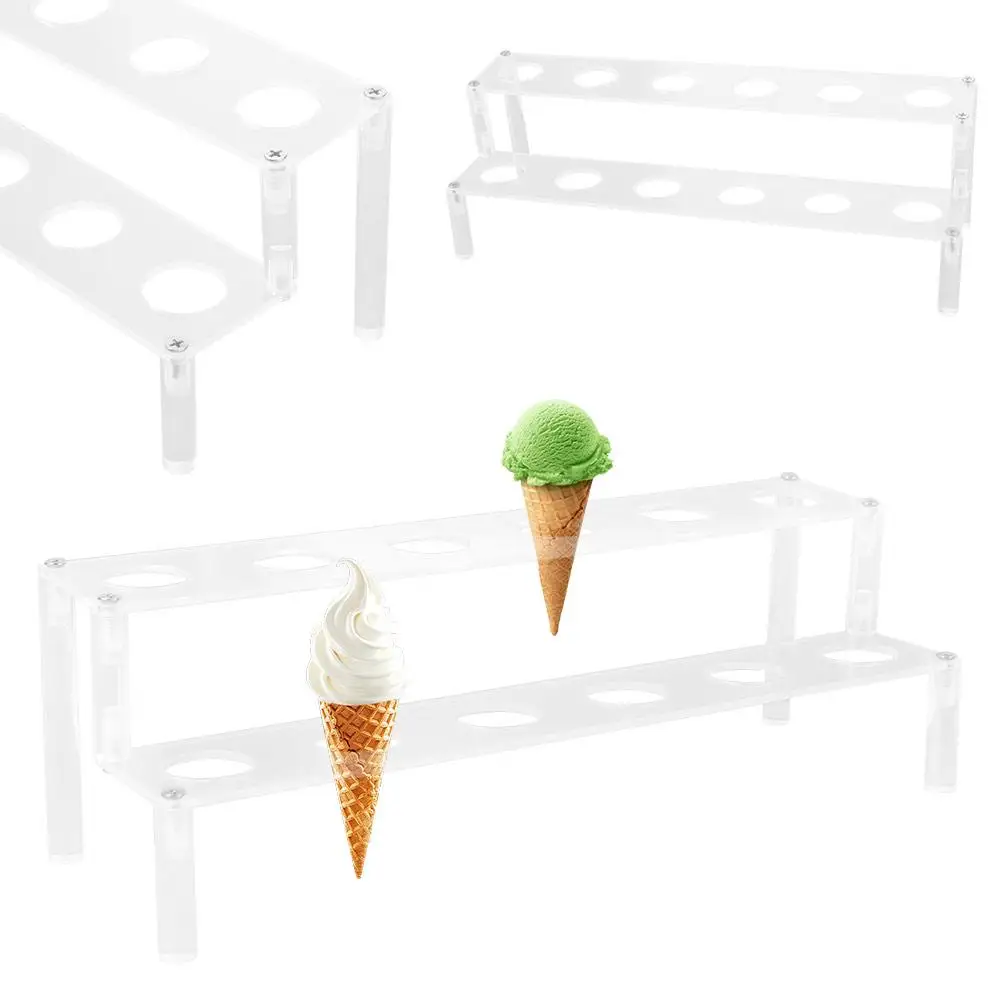 

Double-Layer Acrylic Ice Cream Stand Thick 12 Holes Desktop Desserts Organizer Easy To Install Wear-resistant