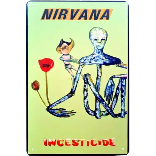 Vintage Grunge Rock  Roll Metal Sign Poster Retro Tin Sign Art 12x8