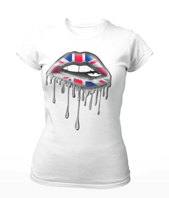 British Flag Dripping Lipstick - Various Colours Women's T-Shirt High Quality 100%Cotton Short Sleeve