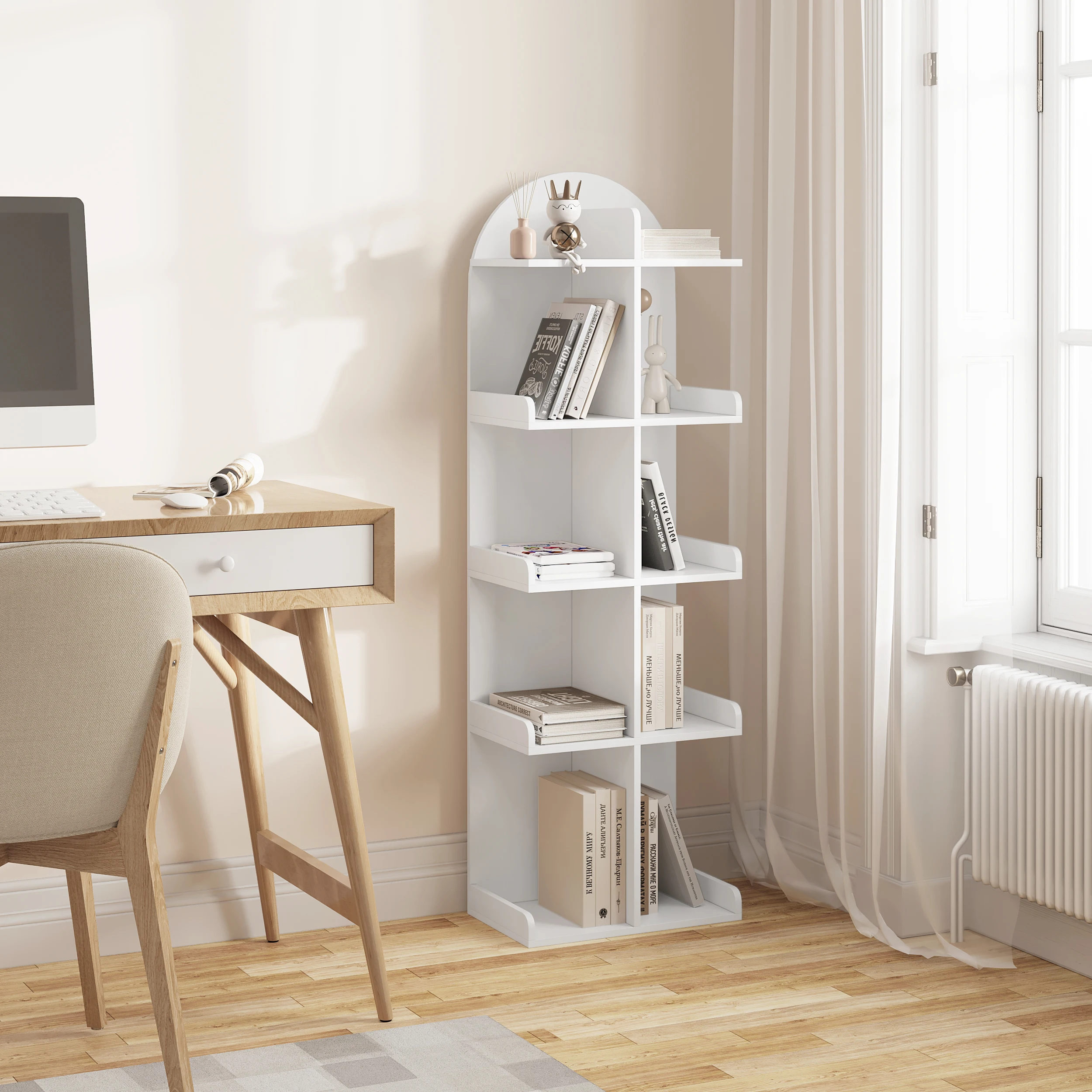 WOLTU Weißes Bücherregal, CD/DVD-Regal mit 10 Regalen, 5-stufiges, stehendes Aufbewahrungs-Bücherregal für Wohnzimmer, Schlafzimmer, Büro, Arbeitszimmer