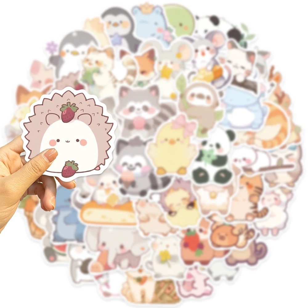 Mix Animais Desenhos Animados Adesivos para Crianças, Adesivos Kawaii, Decalques Bonitos, DIY Diário, Mala, Scrapbook, Telefone, Laptop, Bicicleta, 10 pcs, 30 pcs, 50 pcs, 100pcs