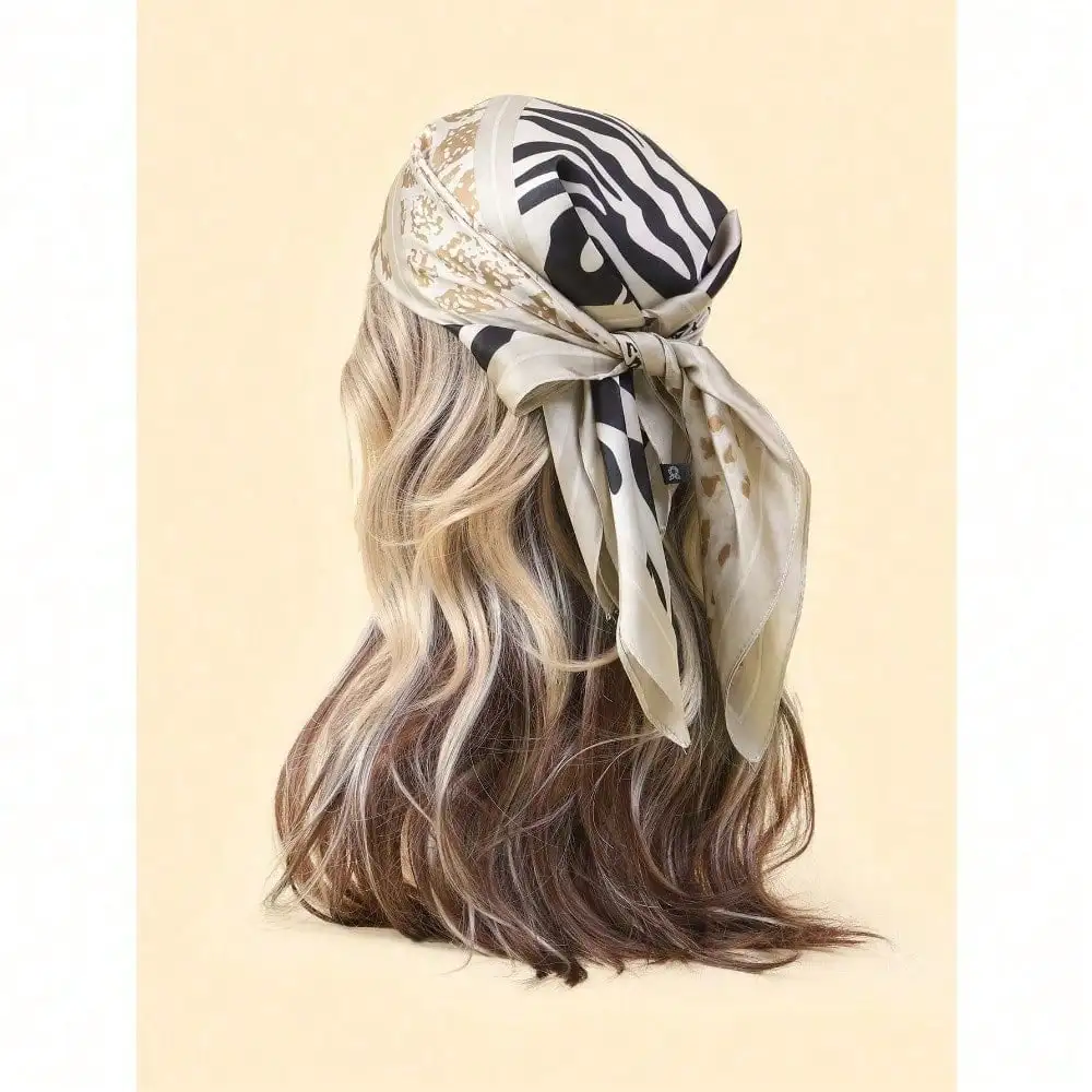 1pc Women's New Arrivals Bandana,  Faux Silk Leopard Print Square Scarf Hair Band Neckerchief Versatile Accessory, Suitable For Daily Use For Dress