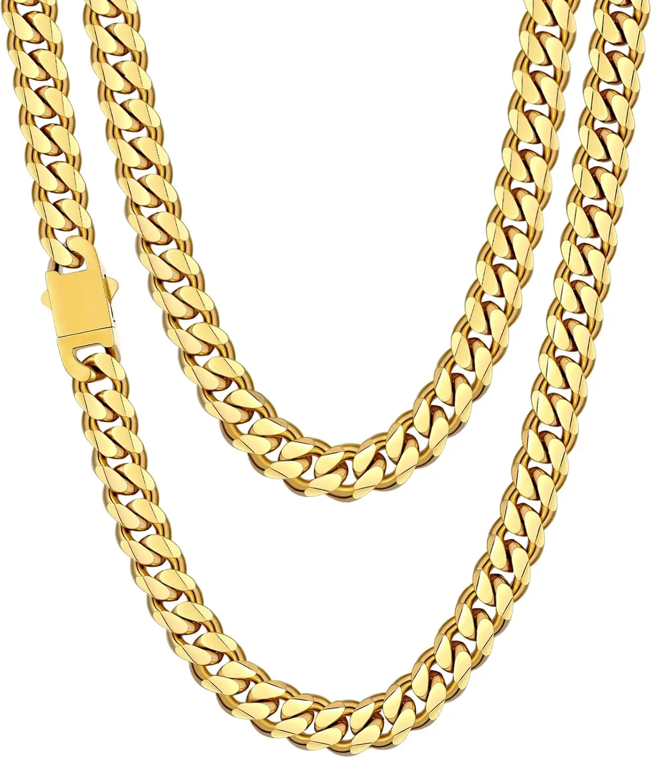 

Мужские цепочки Fiusem Cuban Link 3,5 мм, серебристого/черного цвета/покрытые 14-каратным золотом, из нержавеющей стали, длина 16, 18 дюймов.
