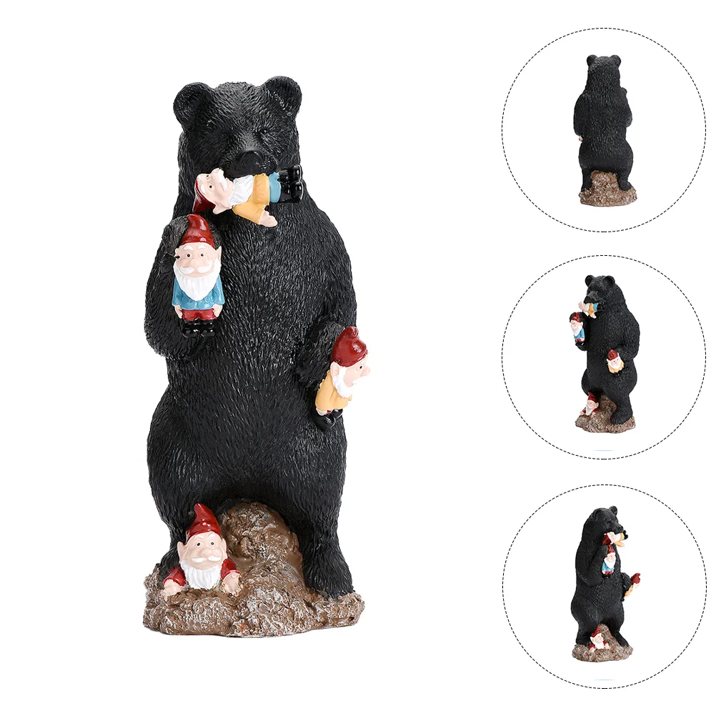 Ornament Black Bear Spirit Figurine Garden Decoration Collection Gnome Sculpture Statue