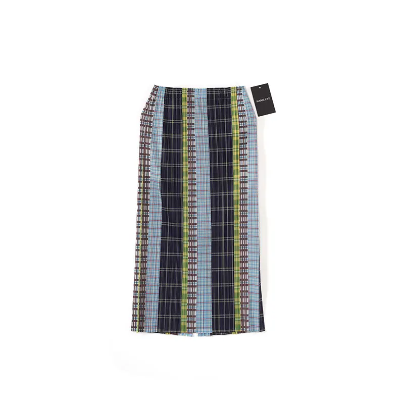 

Plaid f Skirt Bodhl 2026 New Sle Individual Pleated Split Mid-Length Women's Skirt Commute High Waist A-Line...