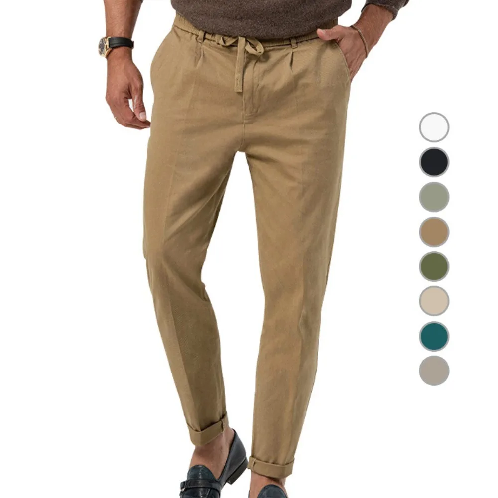 

New European-size Business Casual Men's Pants New European and American Loose Large-size Elastic Waist Sports